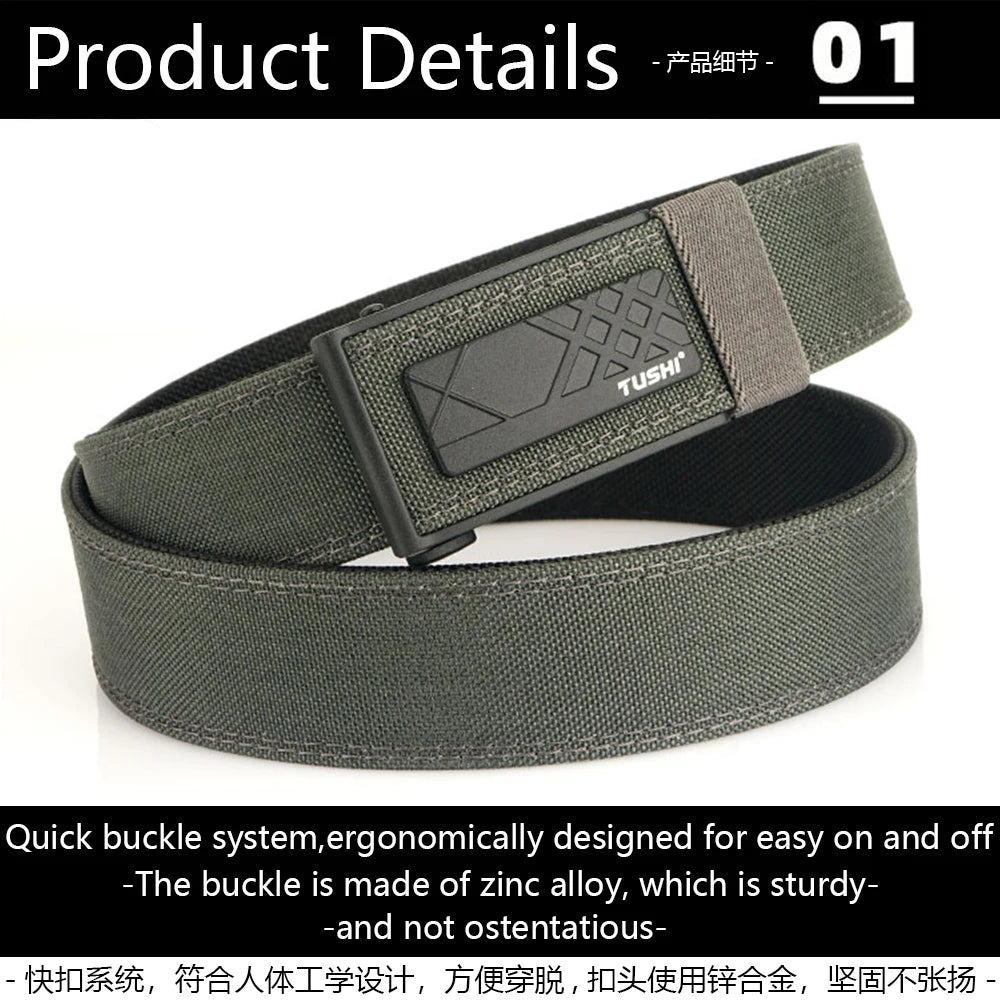 TUSHI New Military Gun Belt for Men Nylon Metal Automatic Buckle Police Duty Belt Tactical Outdoor Girdle IPSC Accessories