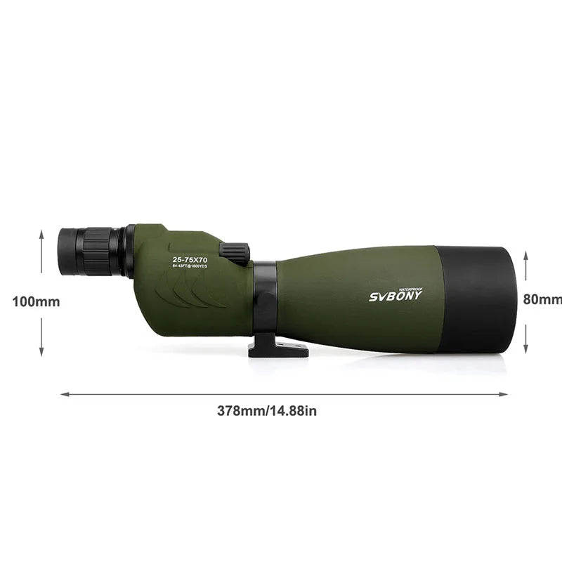 SVBONY F9326A/G 25-75x70 Spotting Scope Zoom Telescope Spyglass Waterproof Powerful Monocular Binoculars Monoculars for Construc