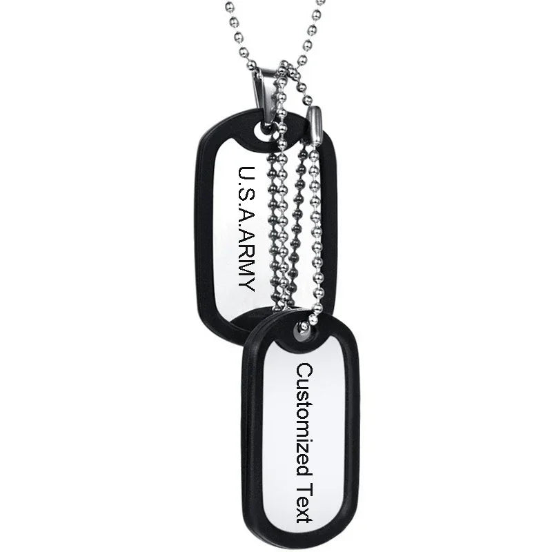 Customized Products ID Double Dog Tag Pendant Necklaces for Men Army Military Soldier Silencer Circle Personalized Accessories