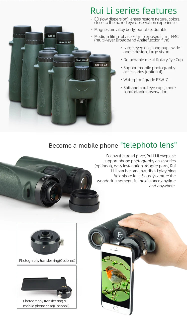 binoculars 10x42 waterproof waterproof long range Ed binoculars high resolution binoculars for adult for hunting