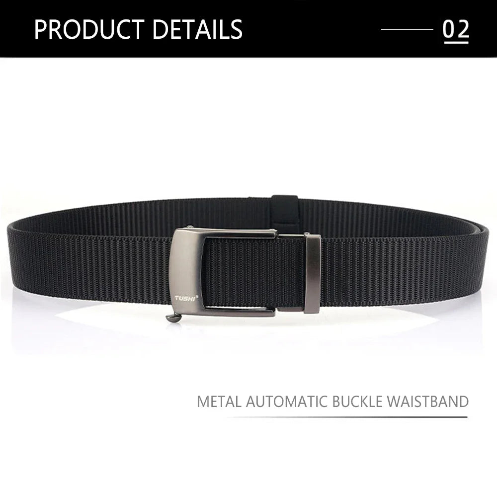 TUSHI NEW Tactical Belt Metal Automatic Buckle Quick Release Belt Casual Nylon Tooling Training Belt Men Trousers Military Belt