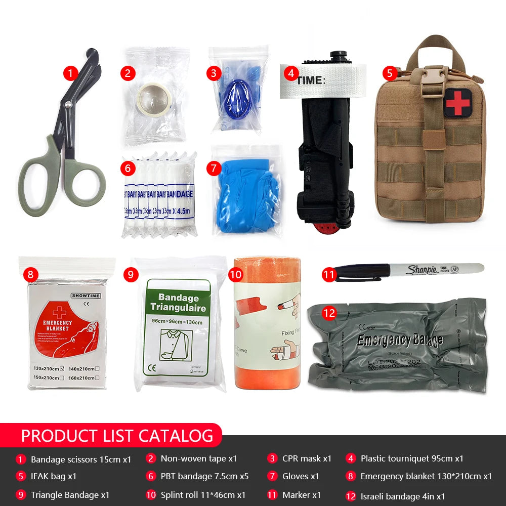 IFAK Molle Utility Bag Pouch Tactical First Aid Kit With Equipment Medical Supplies