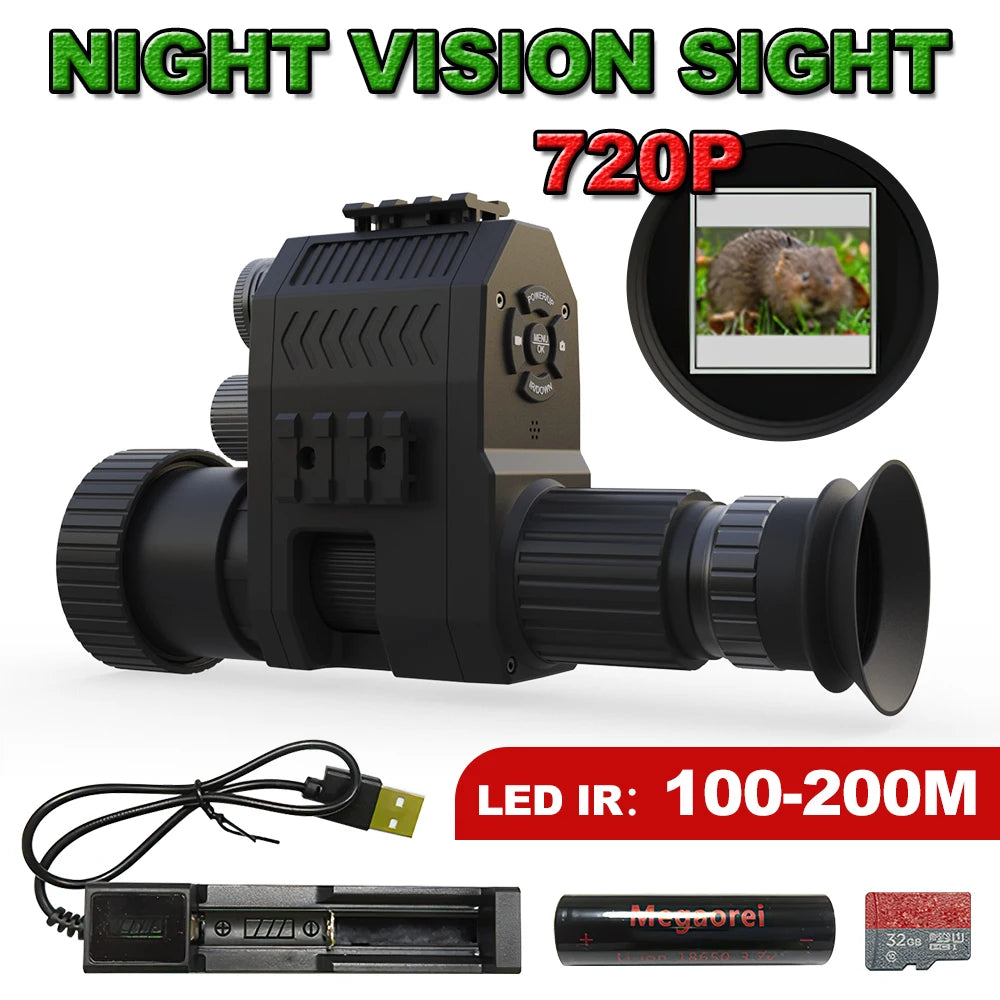 2023 New Night Vision Telescope LED Infrared 720P Monocular Telescope Video Camera for Hunting Camping Binoculars