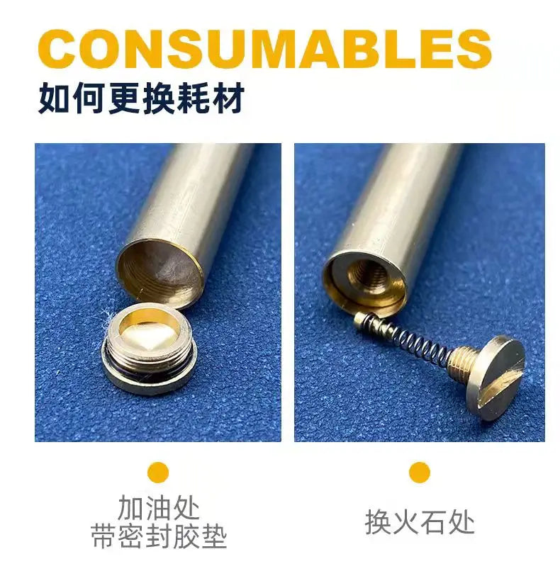 2024 New Brass Kerosene Nunchakus Lighters Windproof Mini Retro Grinding Wheel Ignition Flint Free Fire Men Smoking Toy Gift