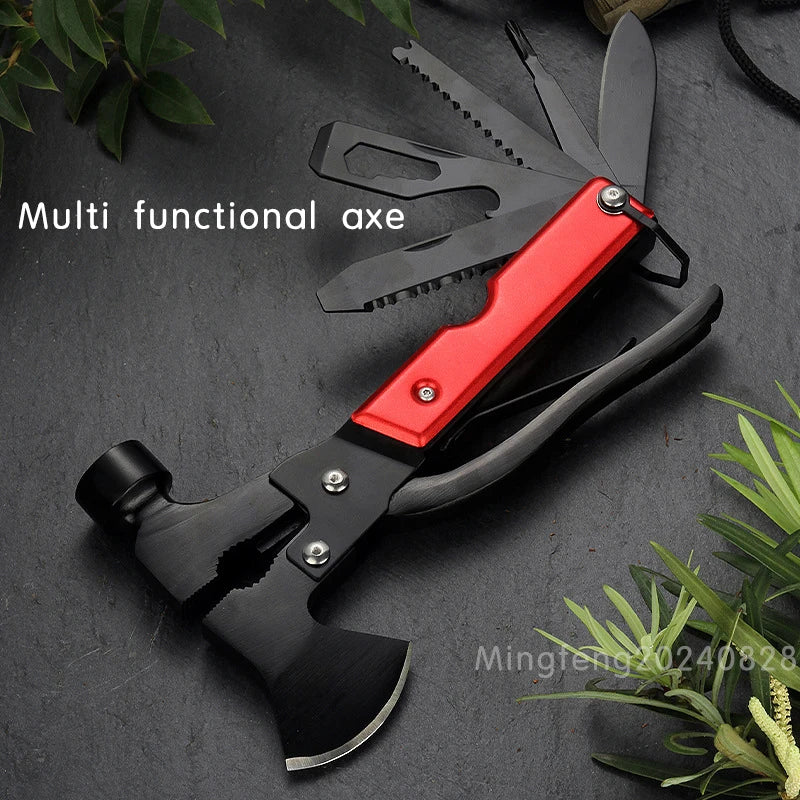 Outdoor portable camping emergency survival tool, multifunctional axe, hammer, knife, home repair combination tool