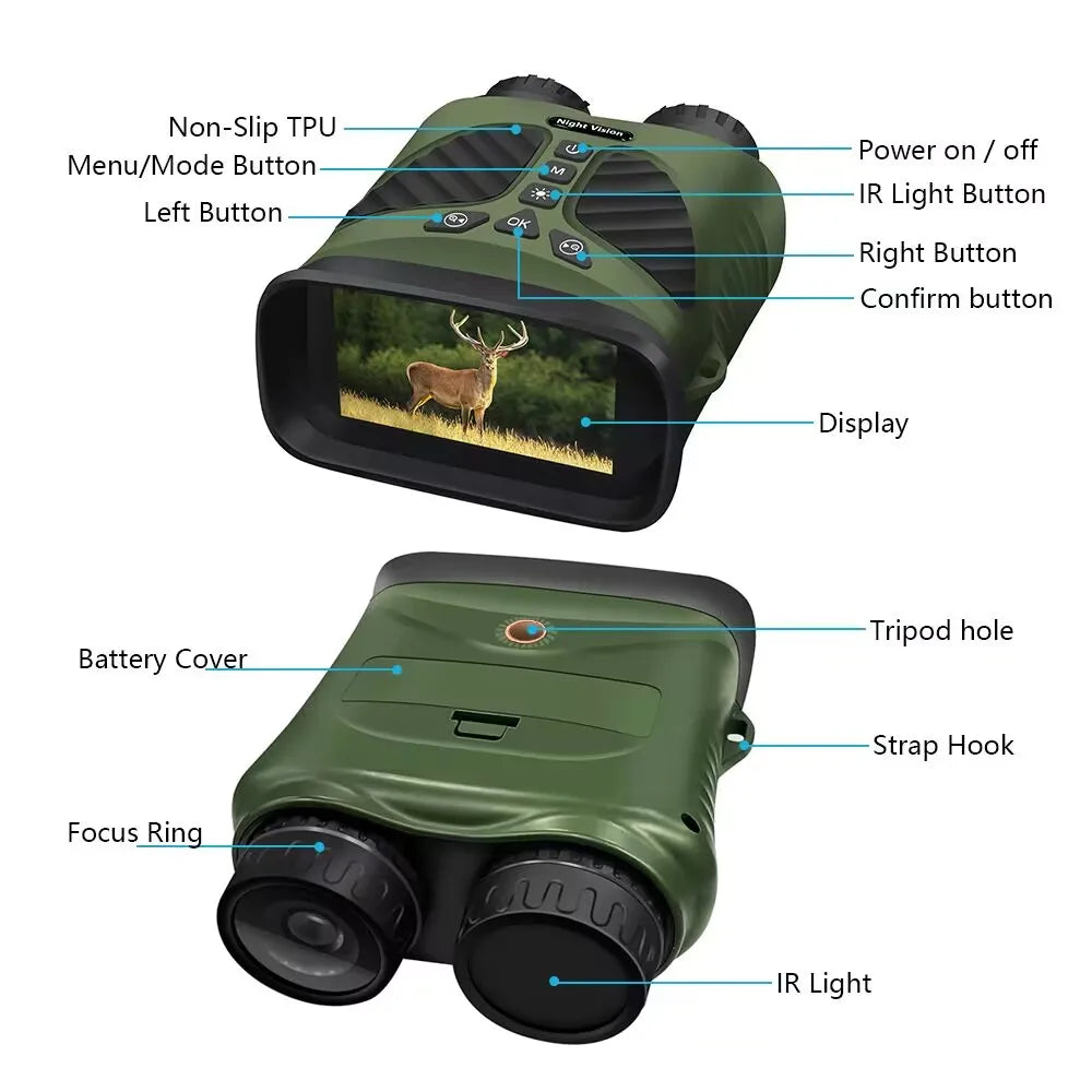 DT39 2.5K UHD 40M Pixels Binoculars Telescope 10X Optical 8X Zoom Digital 300M Infrared Night Vision for Hunting Camping