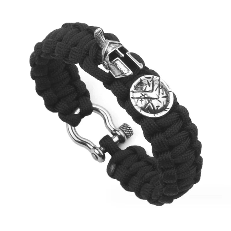 Outdoor Spartan Warrior Helmet Lanyard Bracelets Men Antique Vikings Accessories Survival Paracord Bangles homme Handmade