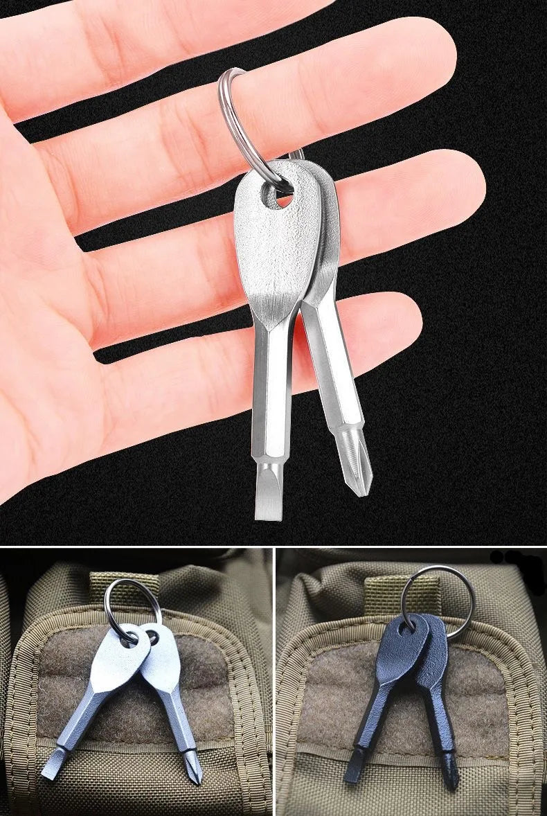 2Pcs Keychain Key Ring Phillips Screw Mini Portable Screwdriver Outdoor Survival Edc Camping Gear Climbing Multi Tool