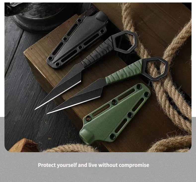 New 5CR15MOV stainless steel mini necklace straight knife, outdoor camping self-defense knife, EDC portable tool knife