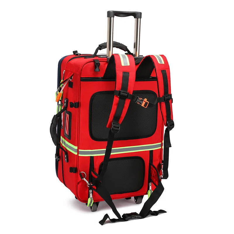 Empty Detachable Trolley Backpack Survival First Aid Kits Bag Medical Care Trolley Emergency Rescue Doctor Visit First Aid Bag