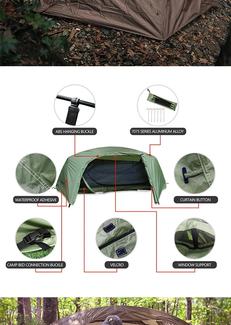 Sonuto-Lightweight Camping and Mountaineering Hiking Tent with Aluminum Alloy Poles, Waterproof and Mosquito Proof Single Person