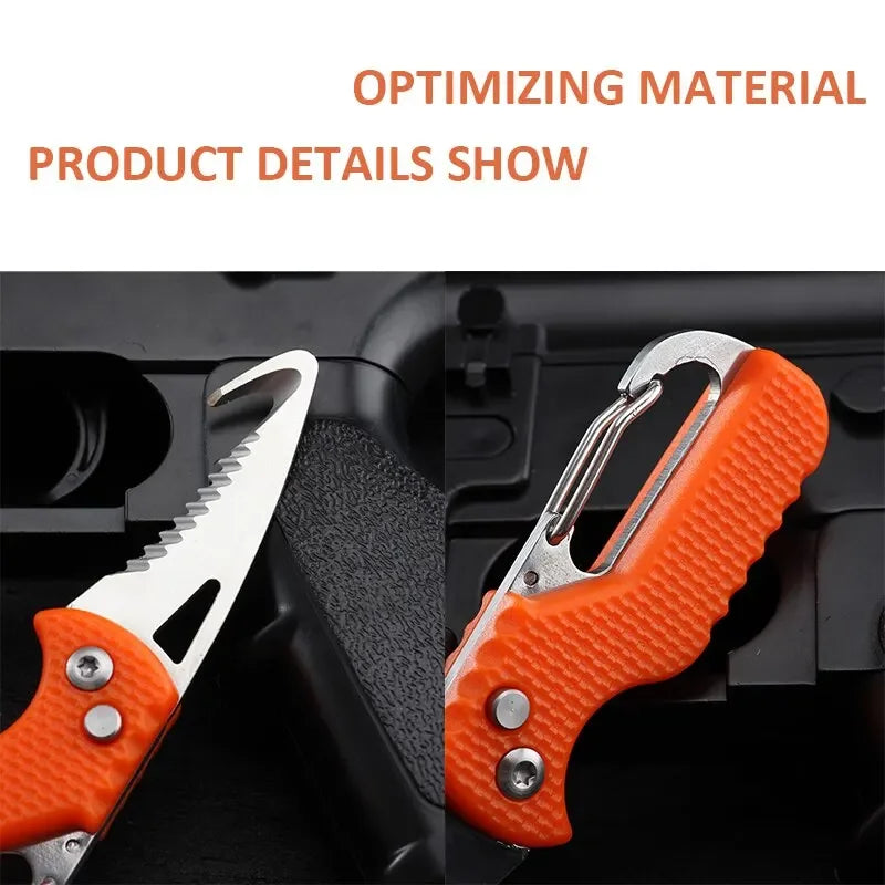 Portable Folding Knife Express Package Knife Gift Keychain Serrated Hook Knife Outdoor Camping Carry-on Survival Tool Box Opener