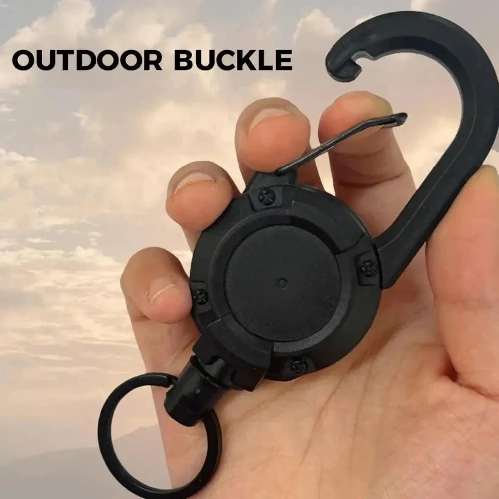 Outdoor Automatic Heavy Duty Retractable Wire Rope Luya Anti-theft Tactical Carabiner Keychain Telescopic Hook Tool Camping Gear