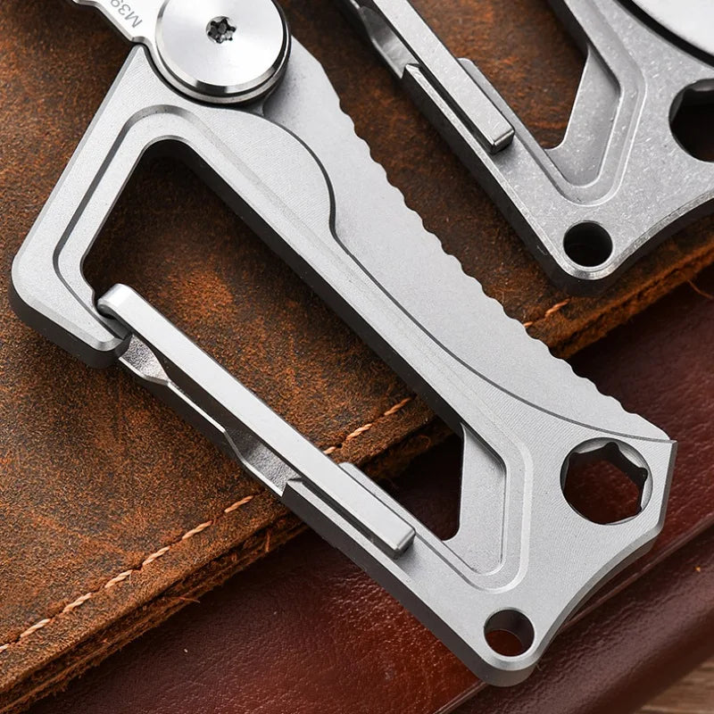 Titanium Alloy Buckle Outodoor Tool Multifuncational EDC Portable Keychain Unboxing Cutter Camping Hiking Survival Tool with BOX