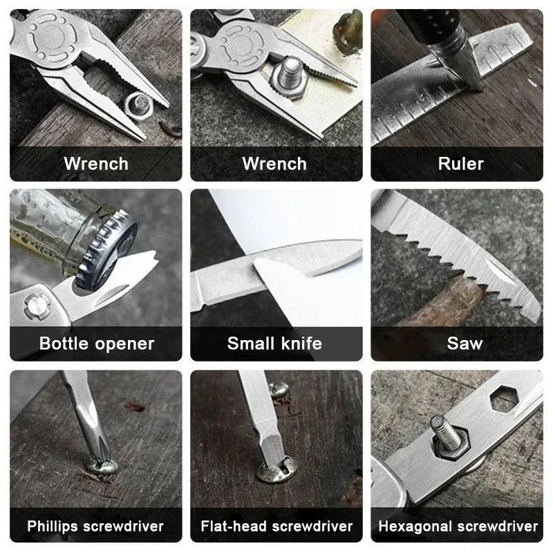 MiniPortableOutdoor Camping Pliers Multitool Keychain Multi-functional Pliers Small ToolStainless Steel FoldingPliersPocketKnife