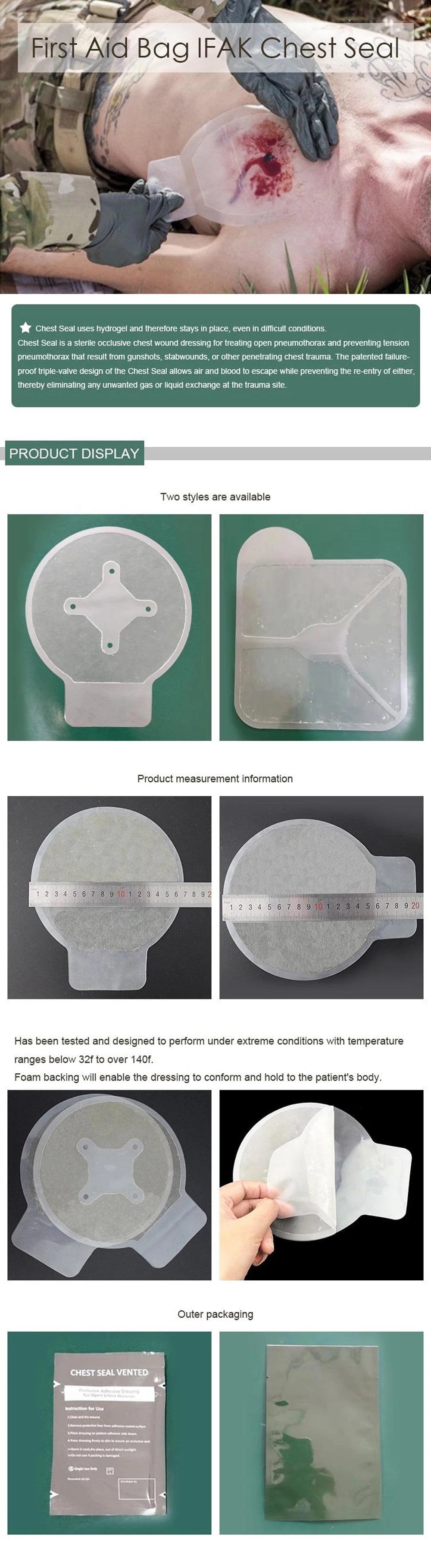 Vent Chest Seal Life-Saving Wound Care for Emergency or Tactical Situations Advanced Adhesive Sterile Transparent Lightweight