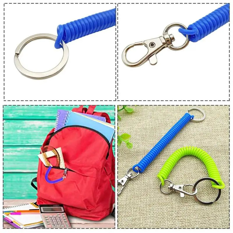 1PCS Tactical Retractable Spring Elastic Rope Security Gear Phone Tool Lanyards Keychain Anti-lost Outdoor Tool Portable Fi B8L7