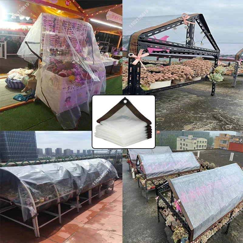 Transparent Outdoor Tarpaulin 0.16mm PE Rainproof Garden Plant Cover Gazebo Pergola Canopy Dog Pet Window Windproof Awning