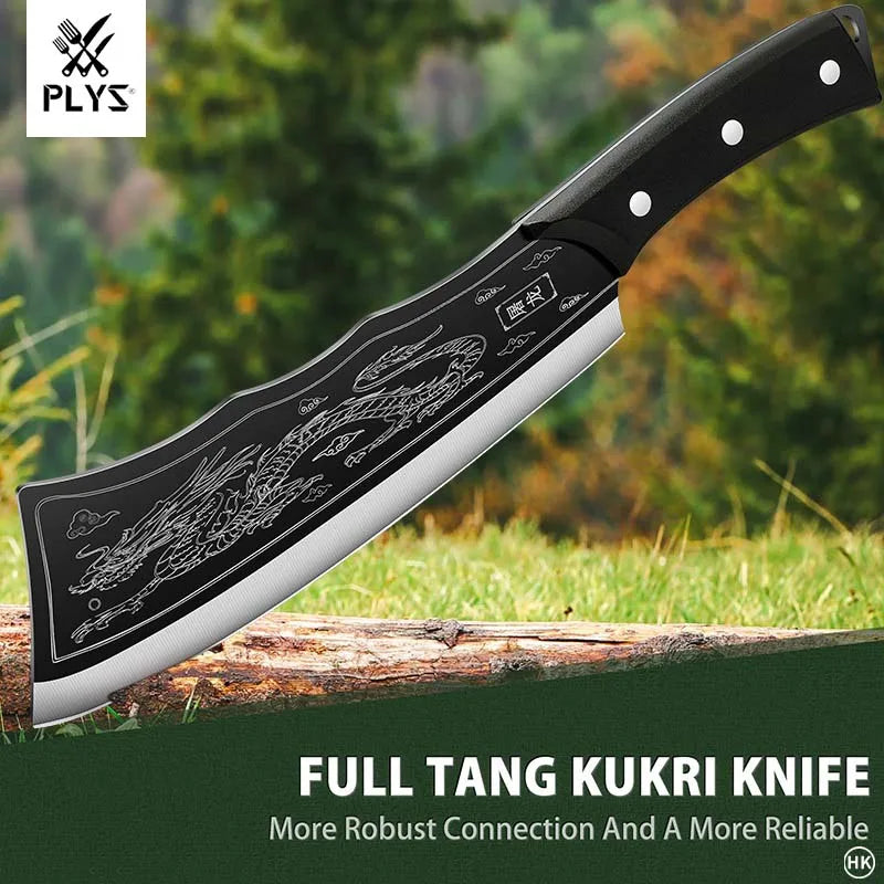 A suitable for heavy chopping, large machete with a scabbard, used as a large straight knife fo, yard work, and jungle clearing