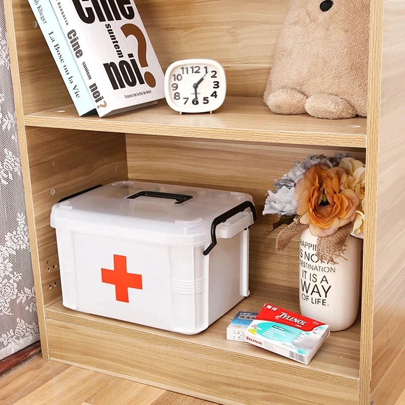 First Aid Kit Medicine Storage Box Portable Emergency Box Household Double Layers Medicine Boxes Medical Kit Storage Organizer