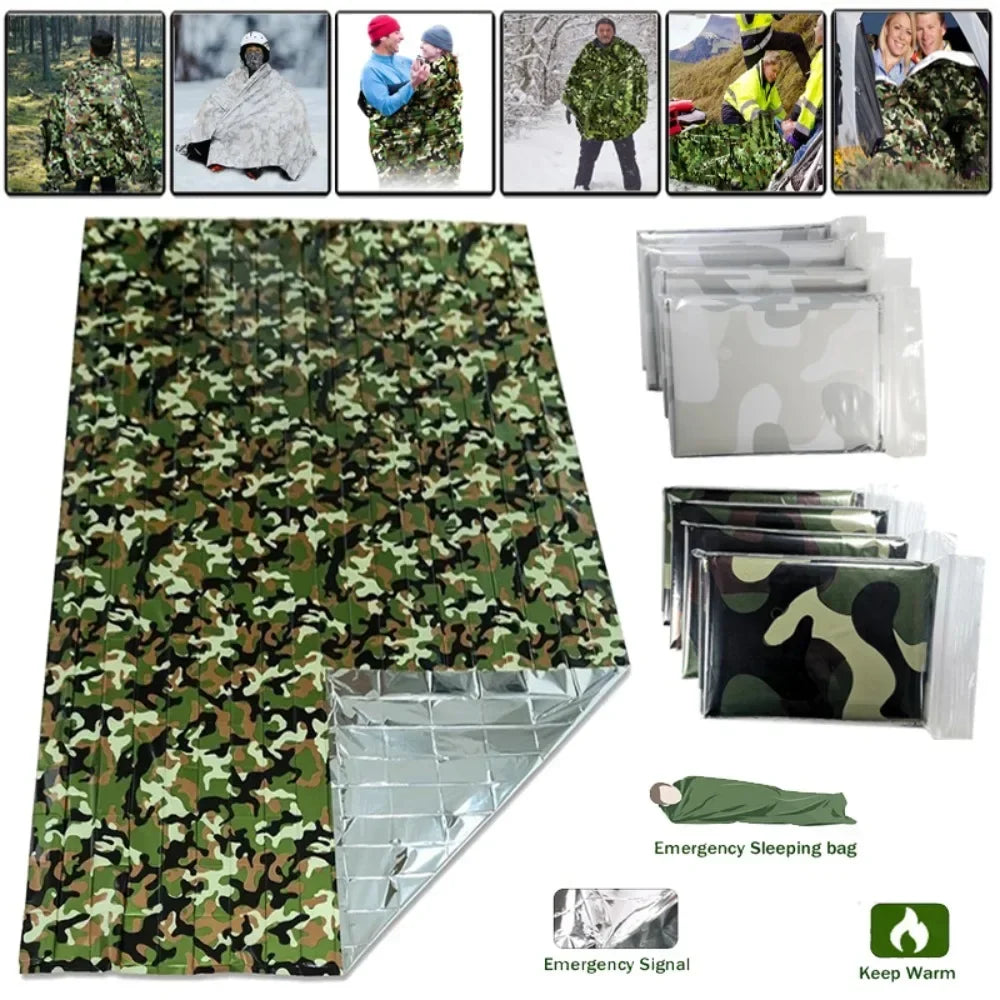 1pcs Camouflage Outdoor Camping Survival Sun Tent Shelter Tarp Portable Lightweight Rainproof Mat RainTent Tarp Shelter