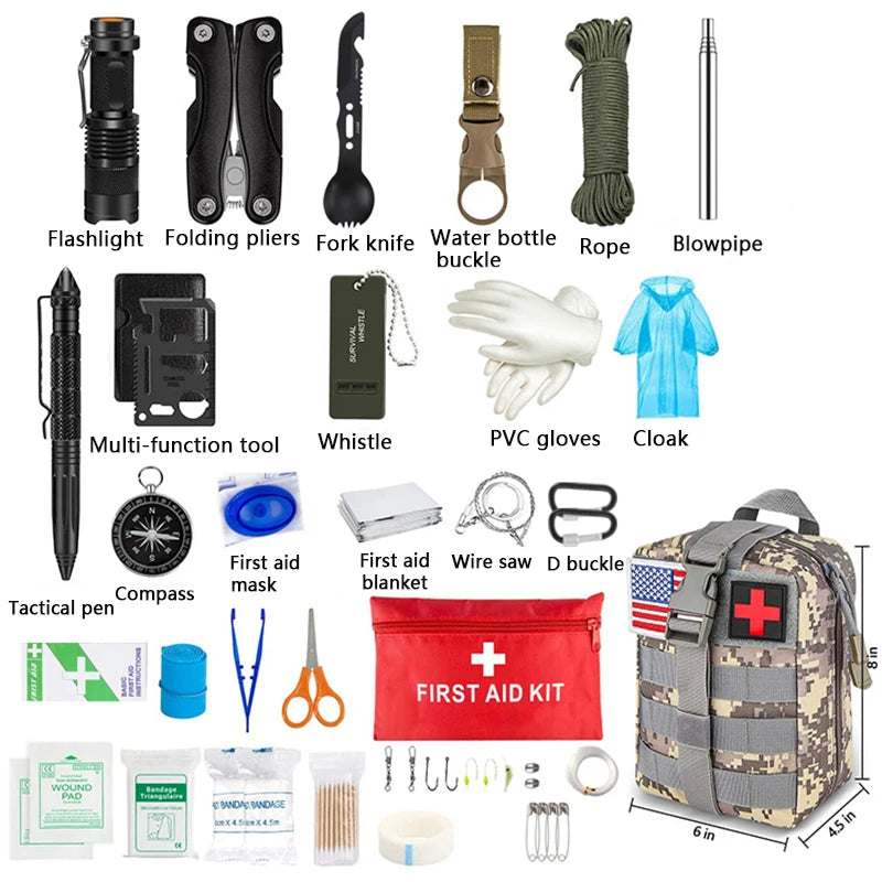 Survival First Aid Kit Survival Full Set Molle Outdoor Gear Emergency Kits Trauma Bag Camping Hiking IFAK Adventures Bag