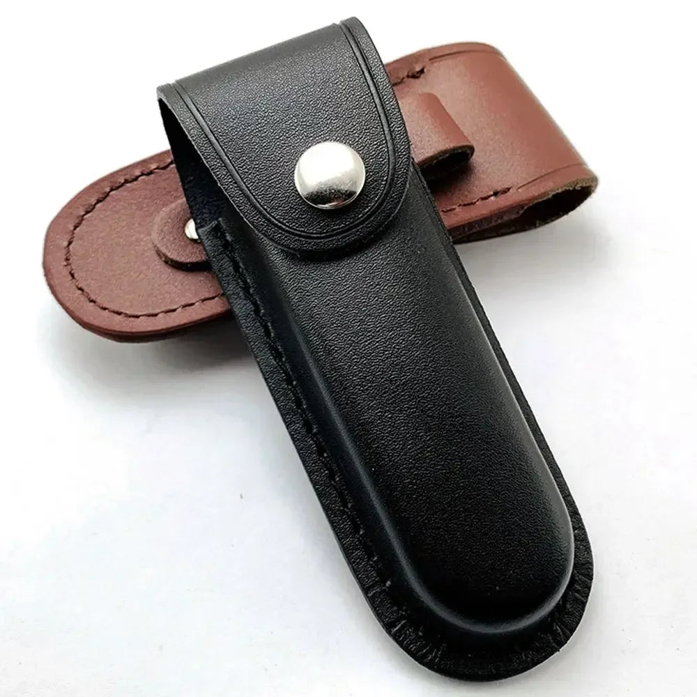 1PC Brown Fold Knife Scabbard Tool Flashlight Belt Loop Case Holder Leather Sheath Pocket Hunt Camp Outdoor Carry Equipment