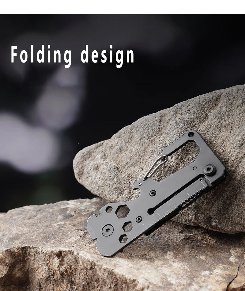 Stainless Steel Folding Knife Multifunction Outdoor Tool Fruit Cutting Picnic Peeling Keychain Camping Carabiners Screwdriver