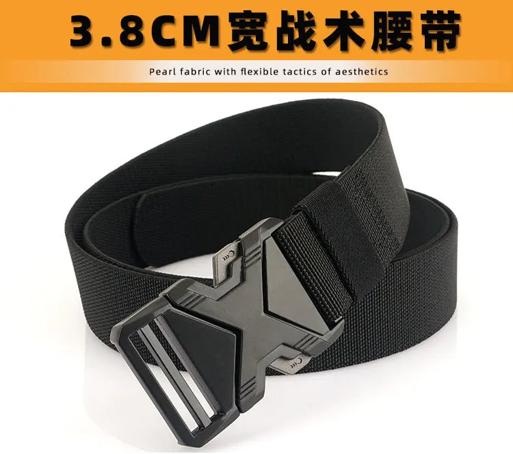 New Quick Release Metal Pluggable Buckle Tactical Belt Breathable Elastic Belts For Men Stretch Pants Waistband Hunting