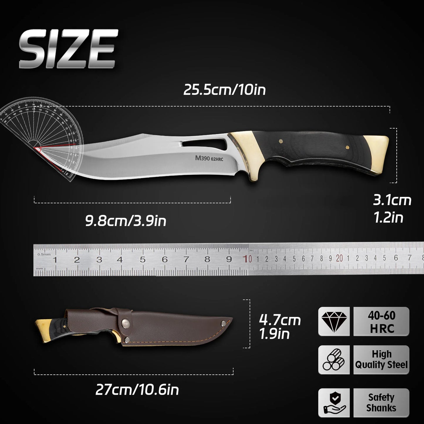 Outdoor High-Hardness Military Tactical Knife EDC Fixed Blade Self-Defense Field Multi-purpose Survival Knife and Cutting Knife