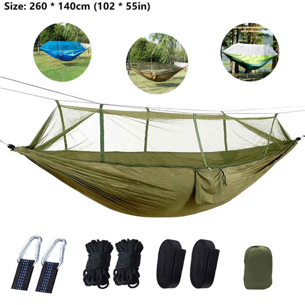 Portable Outdoor Camping Leisure Double Mosquito Net Hammocks  Garden Travel Tourist Nature Hike Sleeping Hanging Hammock Swing