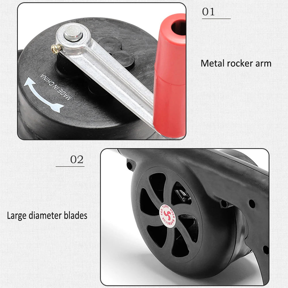 Portable Hand Crank Fan BBQ Fan Manual Air Blower Fast Fire Starter Grill Picnic Barbecue Outdoor Camping Stove Accessories