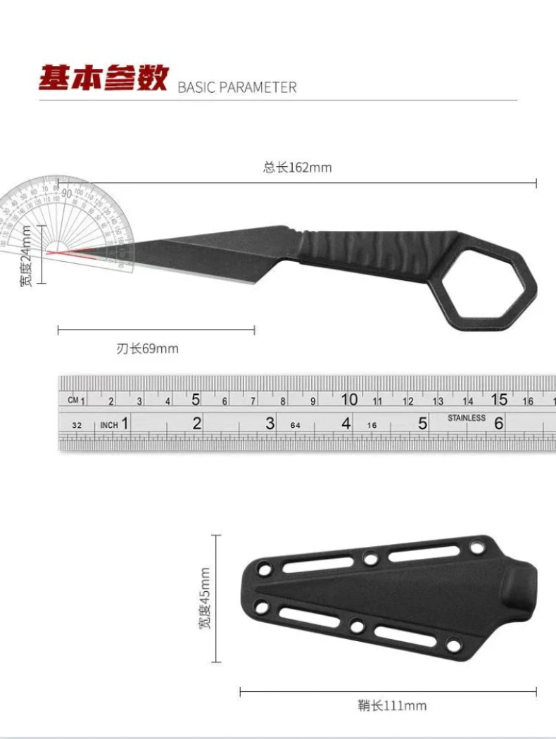 New 5CR15MOV stainless steel mini necklace straight knife, outdoor camping self-defense knife, EDC portable tool knife