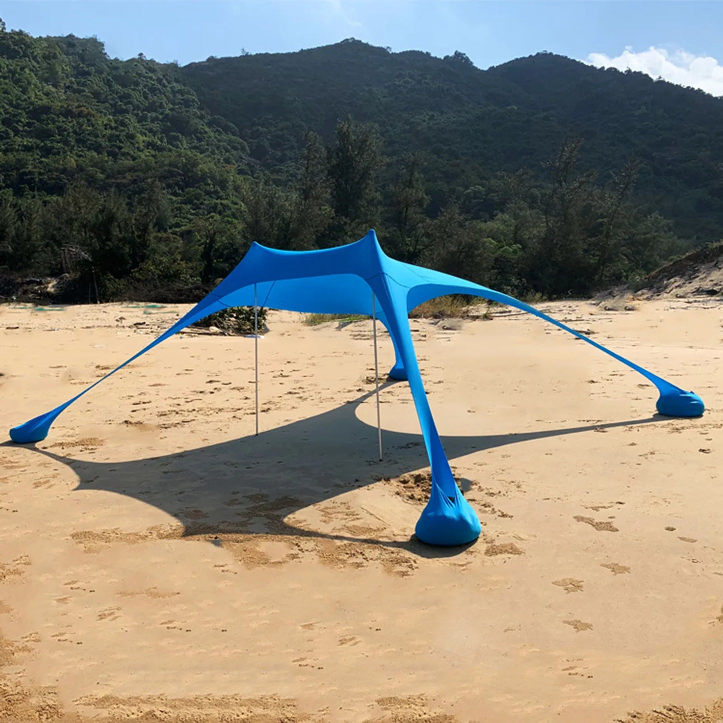 Outdoor Beach Tent Sun Shelter Camping Shades Tents Windproof One-piece Beach Canopy Tents UPF50+ Portable Family Tent For Bea