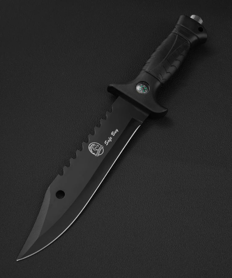 Outdoor sharp straight knife, black large knife, knife, mountaineering knife, multi-function survival knife, self-defense knife