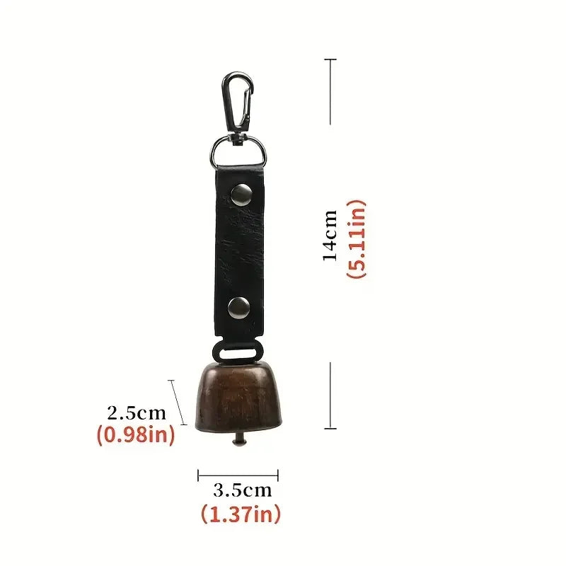 1PC Outdoor Repellent Bear Bell Camping Retro PU Wind Chime Keychain Accessories Hiking Reminder Pet Pendant Bell for Fishing