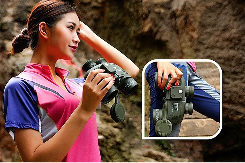 10x50 Military Binoculars Telescope Night Vision Spyglass Long View Professional Coordinate Rangefinder Travel Hunting Camping