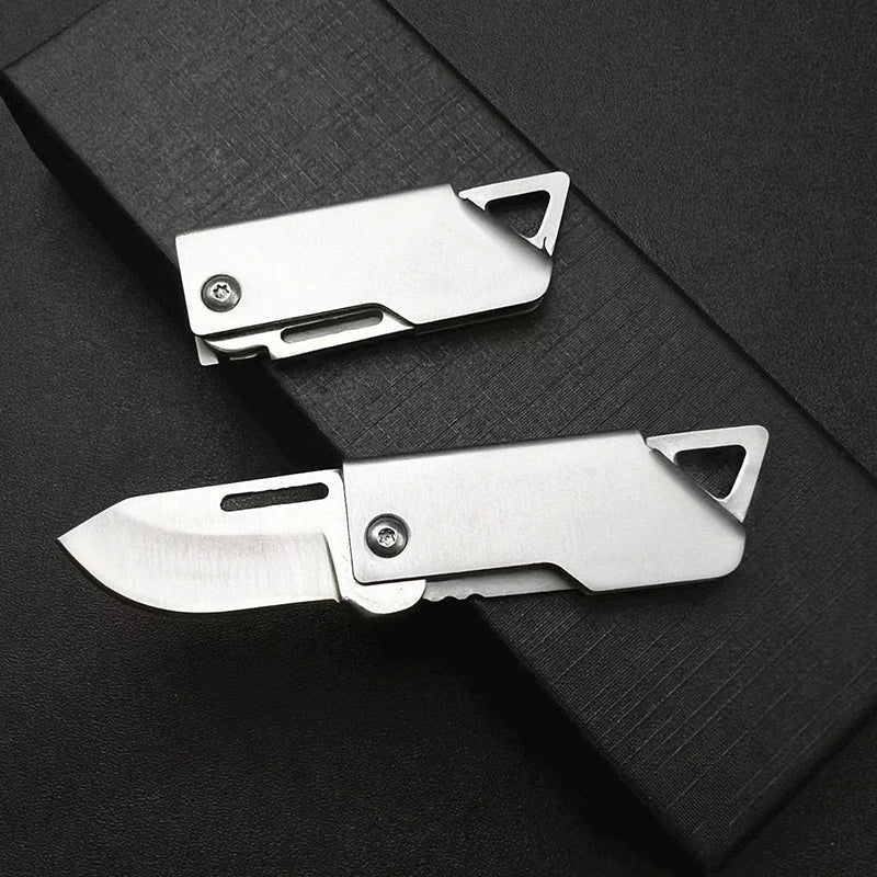 Mini Folding Knife D2 Steel Portable Camping Survival Knife Pocket Folding Knife Self-defense Knife Keyknife Keychain Pendant