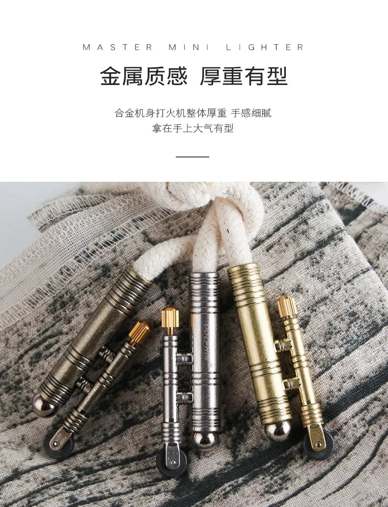 Metal Windproof Kerosene Lighter Portable Firewood Rope Outdoor Camping Survival Retro Lighter Personalized Creative Men's Gift