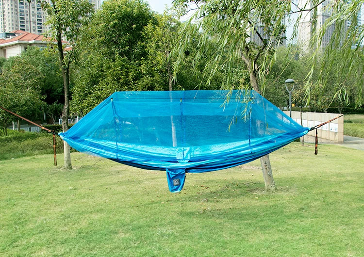 Single and Double Size Nylon Fabric Portable Travel Outdoor Camping Hanging Sleeping  Hammock with Mosquito Net