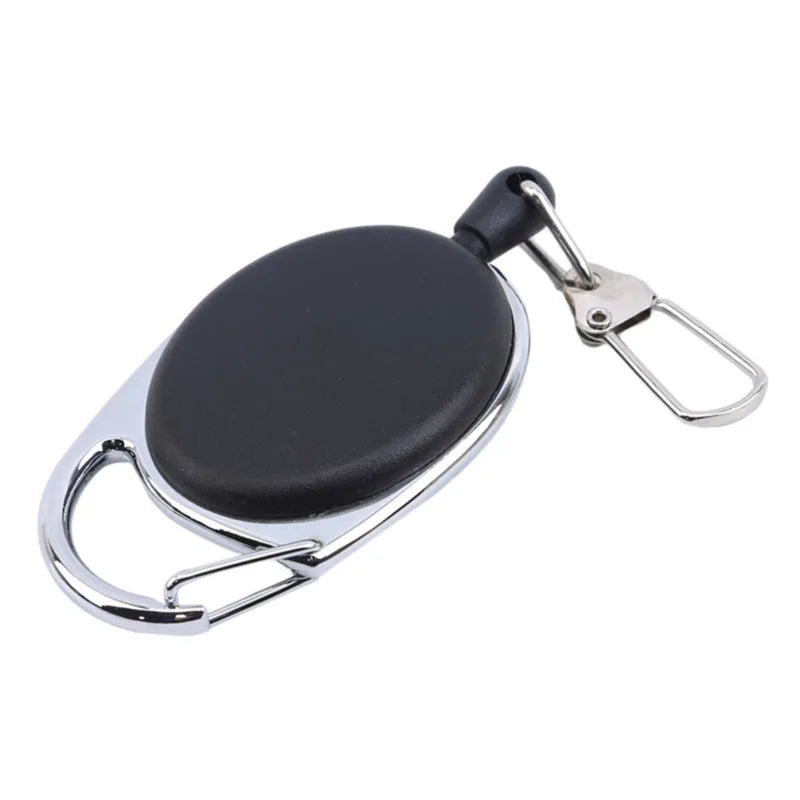 Heavy Duty Retractable Key Chains Pull Reel Carabiner Strong Steel Wire Rope Buckle Spring Key Ring Outdoor Sporty Keychain Tool