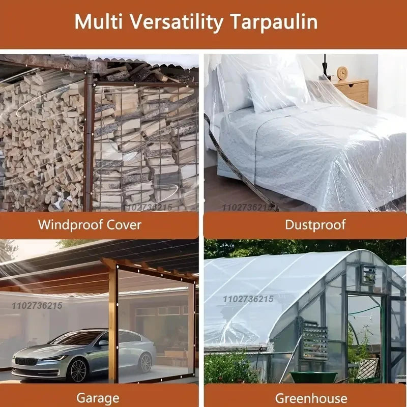 Transparent Outdoor Tarpaulin 0.16mm PE Rainproof Garden Plant Cover Gazebo Pergola Canopy Dog Pet Window Windproof Awning