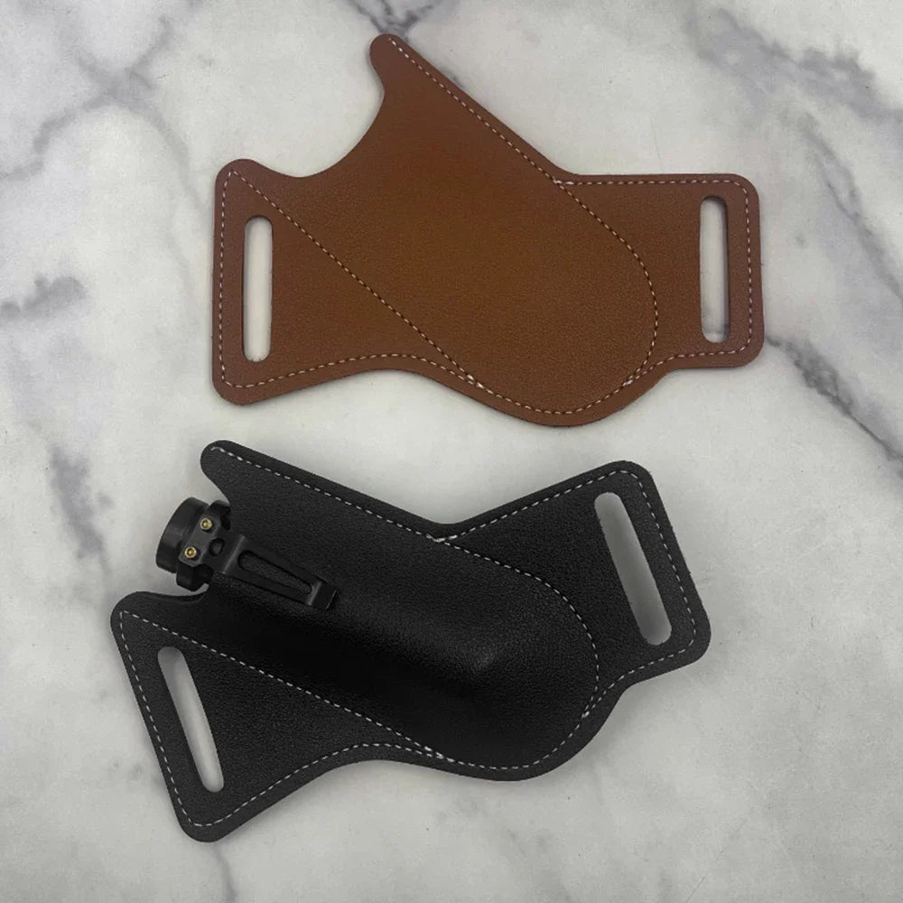 Sheath Holster Pocket Hunt Leather Sheath Holder Belt Loop Case Flashlight Case Fold Knife Tool Camp Outdoor Carry