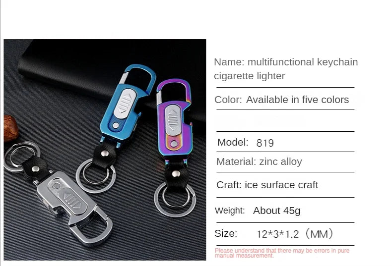 Outdoor Keychain USB Rechargeable Flameless Lighter 4 in 1 with Bottle Opener Currency Detector Lamp Cigarette Lighter