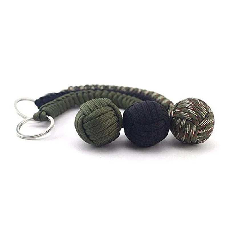 Use this braided outdoor paracord key ball Outdoor protection tool Outdoor paracord survival keychain 1PC