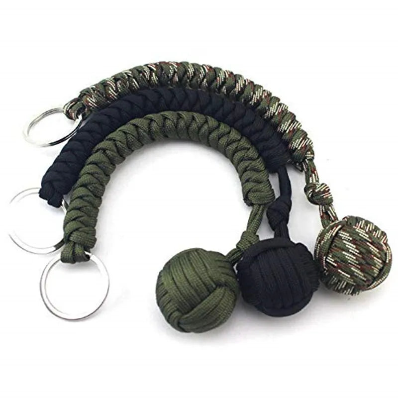 Use this braided outdoor paracord key ball Outdoor protection tool Outdoor paracord survival keychain 1PC