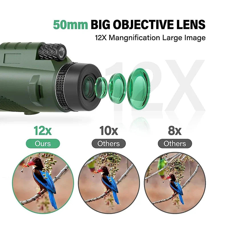 80x100 HD ZOOM Powerful Monocular Telescope Portable Binoculars Long Range Telescope Hunting Camping with Tripod Phone Clip