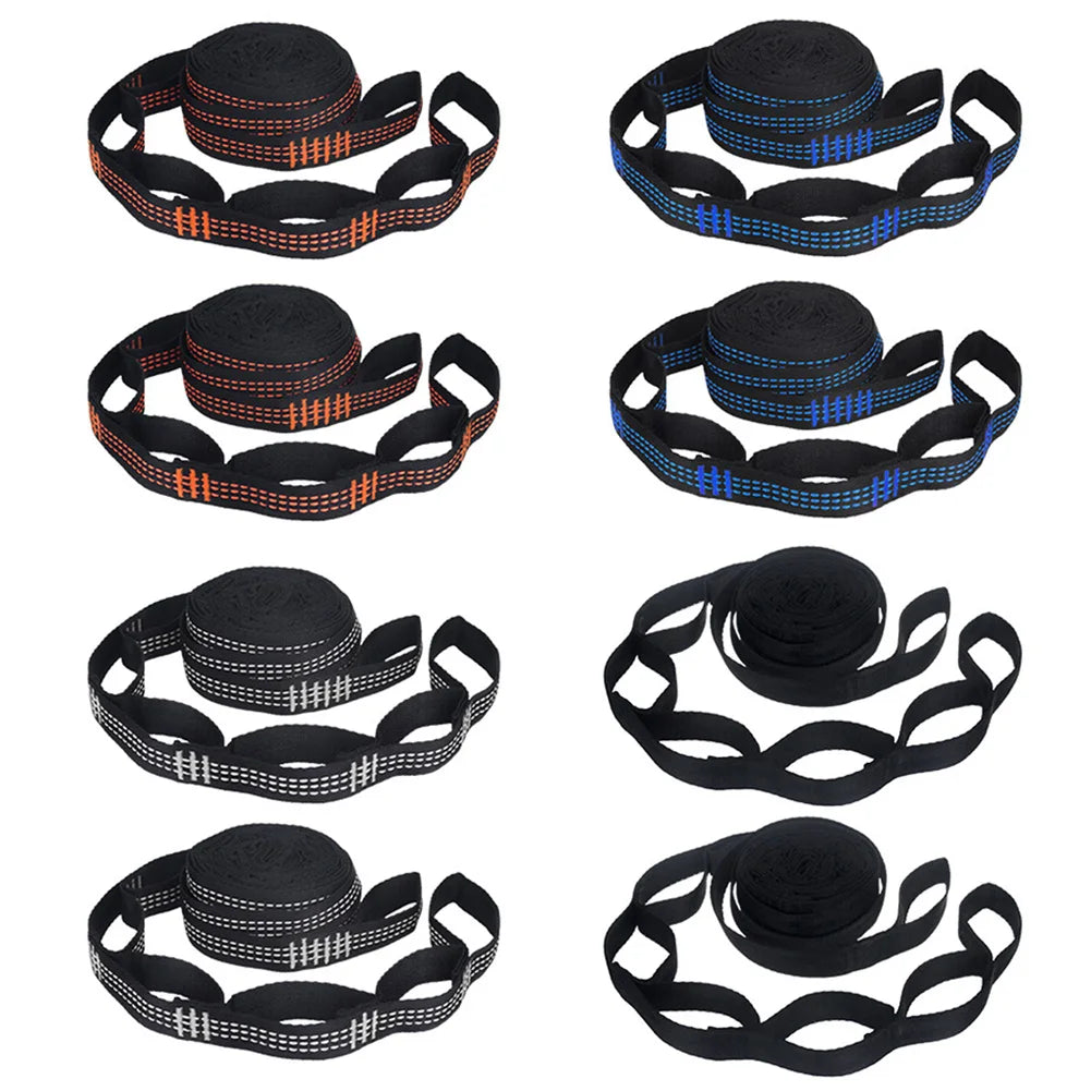 2Pcs Hammock Straps Special Reinforced Polyester Straps 5 Ring High Load-Bearing Barbed Black Outdoor Camping Hammock Straps