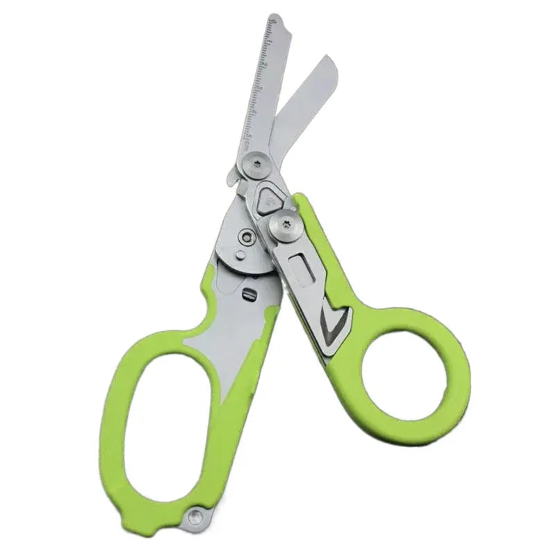 6 In1 Foldable Medical Emergency Response Scissor Shear First Aid Kit Scissors Tactical Plier Outdoor Survival EDC Tool Gear