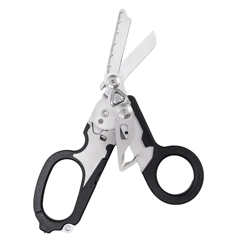 6 In1 Foldable Medical Emergency Response Scissor Shear First Aid Kit Scissors Tactical Plier Outdoor Survival EDC Tool Gear